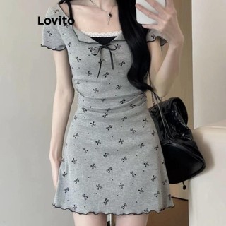 Đầm Lovito họa tiết hình học phong cách thường ngày cho nữ LNA60383