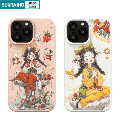 Suntaiho Đẹp Dễ Thương Vỏ Điện Thoại Họa Tiết Cô Gái Hoạt Hình Cho Iphone 16 15 14 13 12 11 Pro Max IP 7 8 Plus Iphon X Xs XR Xs Max Silicon Mềm Cao Cấp Chống Sốc Ốp Lưng