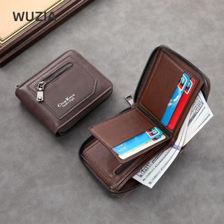 Ví ngắn WUZIA, có dây kéo Ví đựng tiền xu bằng da PU, Retro Nhiều khe cắm thẻ Túi đựng tiền nam