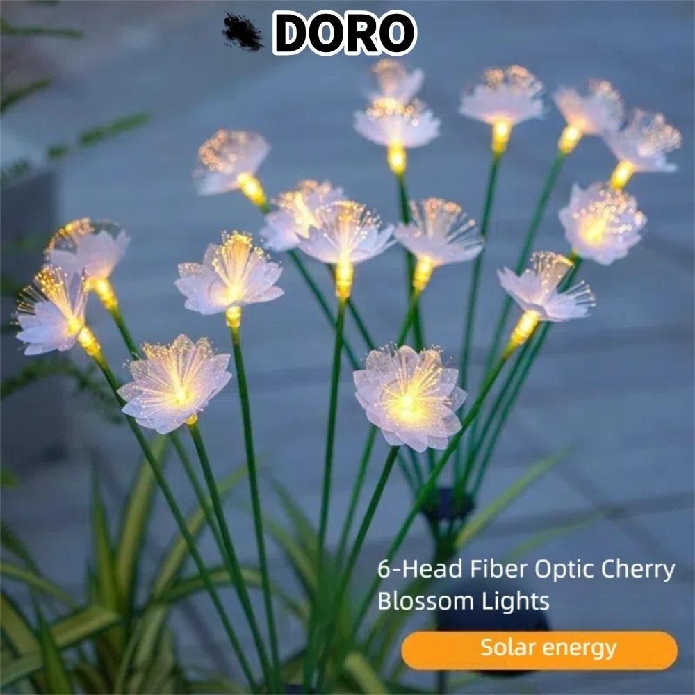 Hoa sợi quang DORO, Đèn sân vườn sợi quang chống thấm nước, Hoa mô phỏng trang trí 6 đầu Bãi cỏ Đèn 