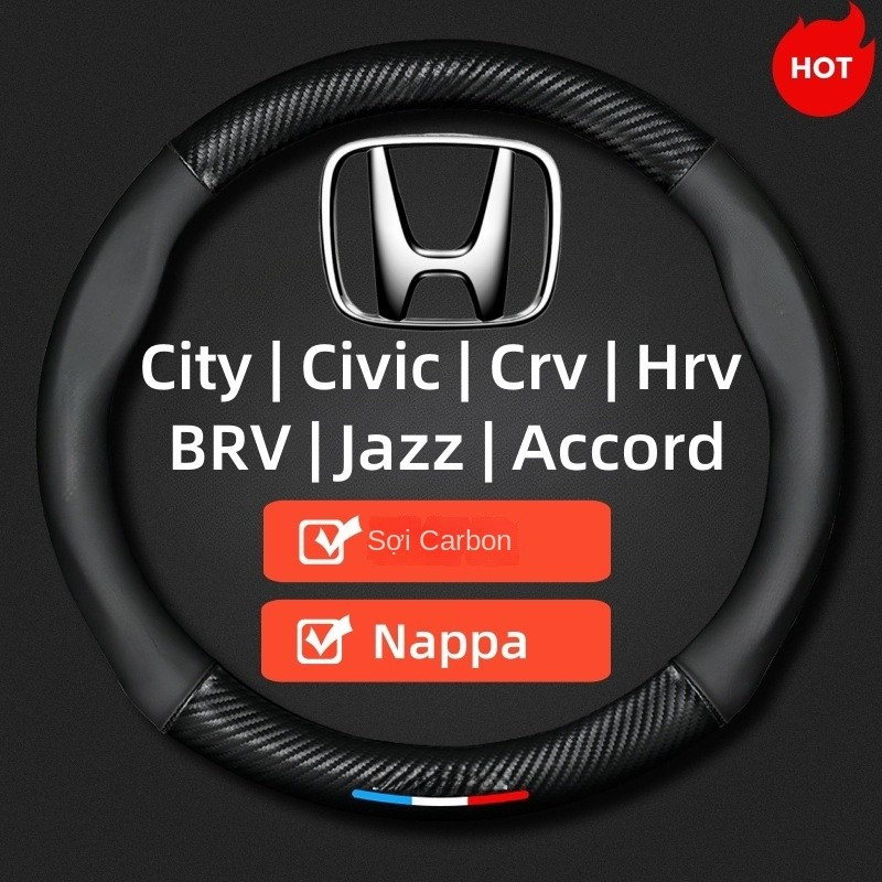  Bọc vô lăng Honda City CRV Civic Accord XRV HRV Jazz ecosport Sợi carbon da thật Bọc vô lăng city vô lăng crv ốp vô lăng ô tô  