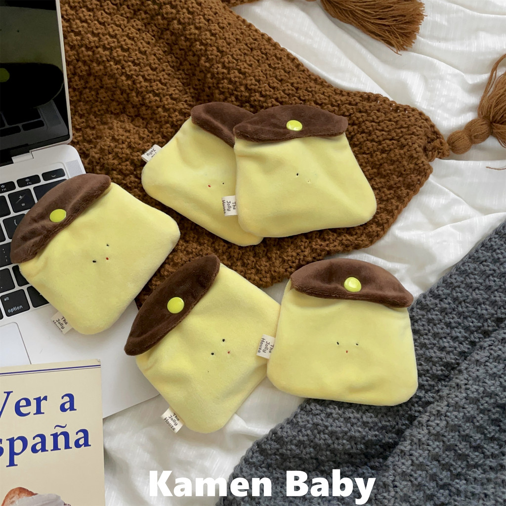 Dễ Thương Kem Caramel Pudding Ví Đựng Tiền Xu Nữ Nhỏ Sang Trọng Đựng Thẻ Vải Di Động Mini Ẩn Khóa Ví Ngắn