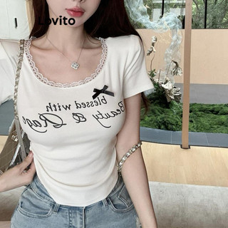 Áo thun Lovito họa tiết chữ phong cách thường ngày cho nữ LNA67057