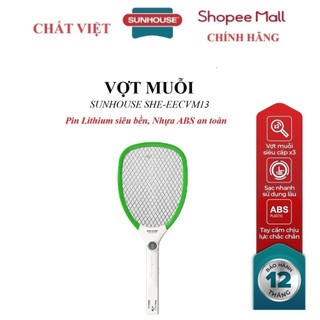  Vợt muỗi SUNHOUSE SHE-EECVM13 Tích hợp đèn LED  Nhựa ABS chịu va đập 3 lớp lưới  Pin Lithium siêu bền bỉ 