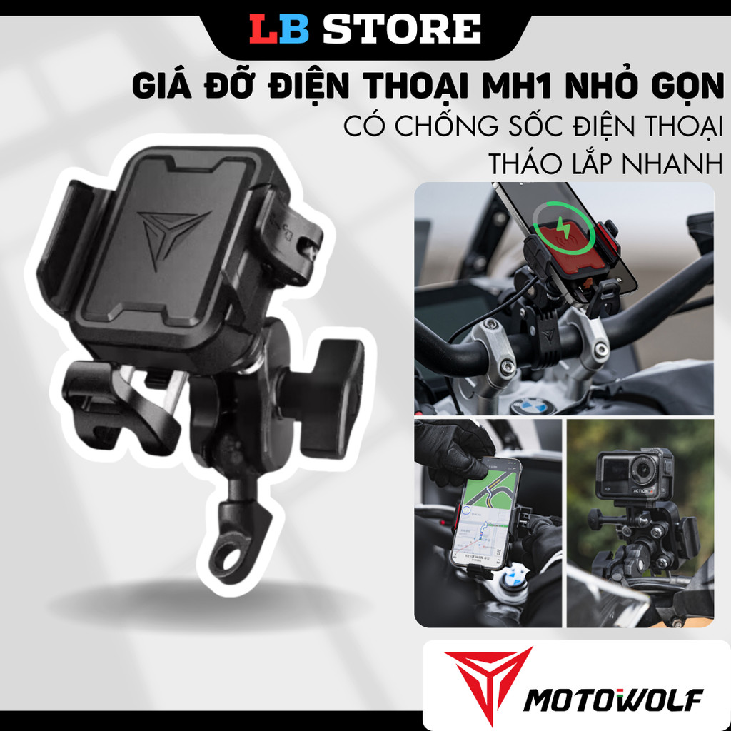 Giá đỡ Motowolf MH1 2025 cho điện thoại chống sốc nhỏ gọn tháo lắp nhanh