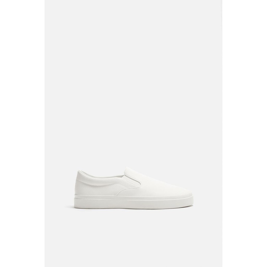 Giày sneaker slip on Zara chính hãng All White Classic - Trắng Dáng cổ điển