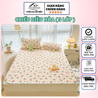 Chiếu Điều Hòa Trần Bông 3 Lớp Chống Nóng Lưng Kèm 2 Vỏ Gối Nằm Không Trần Nhiều Kích Thước