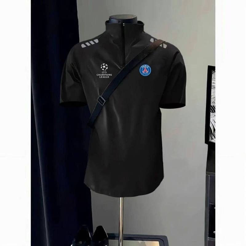 25 Football Sports Quick-Drying T-shirt Training Wear Men's Summer New Stand Collar Half Zip Breatha