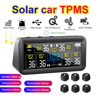 [TPMS năng lượng mặt trời] Cảm biến bên ngoài 4 / 6 Màn hình áp suất lốp 0 ~ 9.9Bar cho xe tải RV Màn hình LCD kỹ thuật số Báo động lốp chống nước