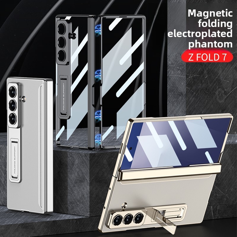 Từ Tính Đơn Giản Cho Samsung Galaxy Z Fold6 Fold7 Ốp Lưng Mạ Điện Trong Suốt Z Fold 6 Zfold 7 Có Vỏ 