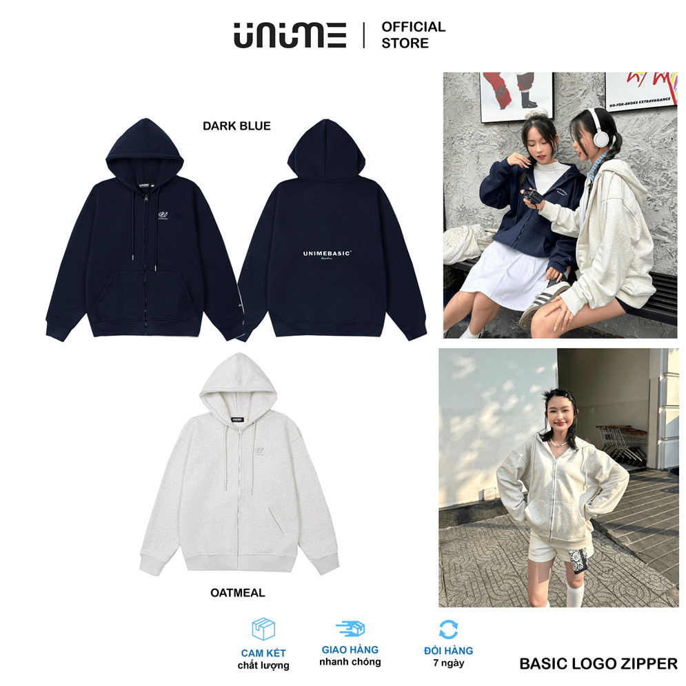 Áo khoác hoodie zip Unime Basic Logo Zipper