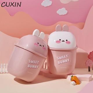  Thùng rác để bàn CUXIN Thùng rác Mini dễ thương Hộp đựng rác nhựa hoạt hình Thùng rác phòng ngủ 