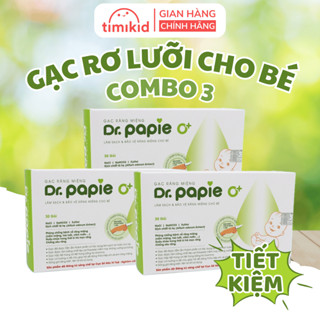 COMBO 3 [TÍNH TIỀN 2] Gạc Rơ Lưỡi Dr Papie Vệ Sinh Răng Miệng Cho Bé Từ 0 tháng tuổi, hộp 30 gói