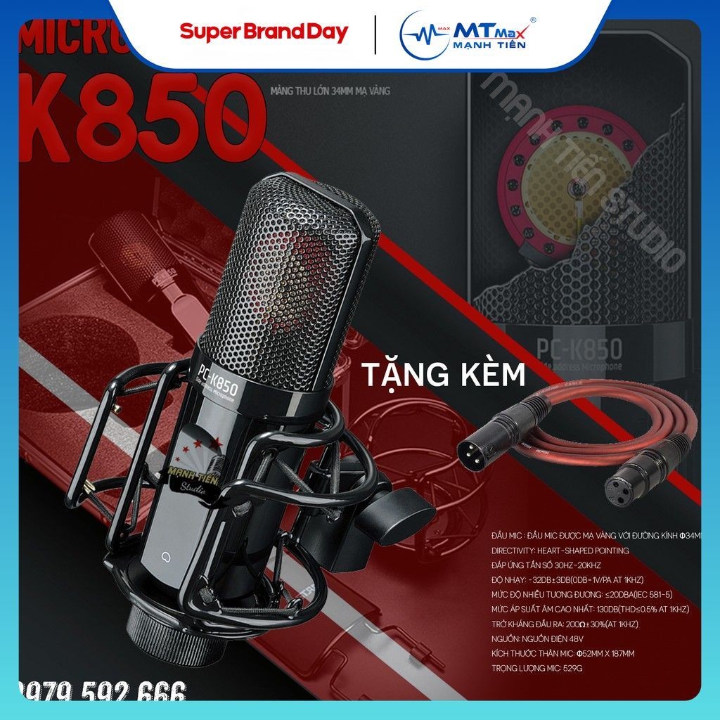 Micro thu âm PC K850 mạ vàng nguyên chất độ nhạy cao chất lượng âm thanh cực hay