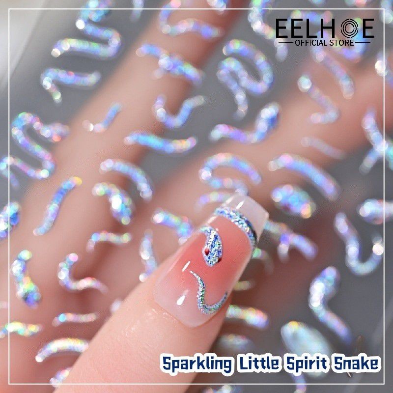 EELHOE Itutu Hot Stamping Nail Stickers Sweet Cool Sparkling Little Spirit Snake Hot Girl Aurora Sil