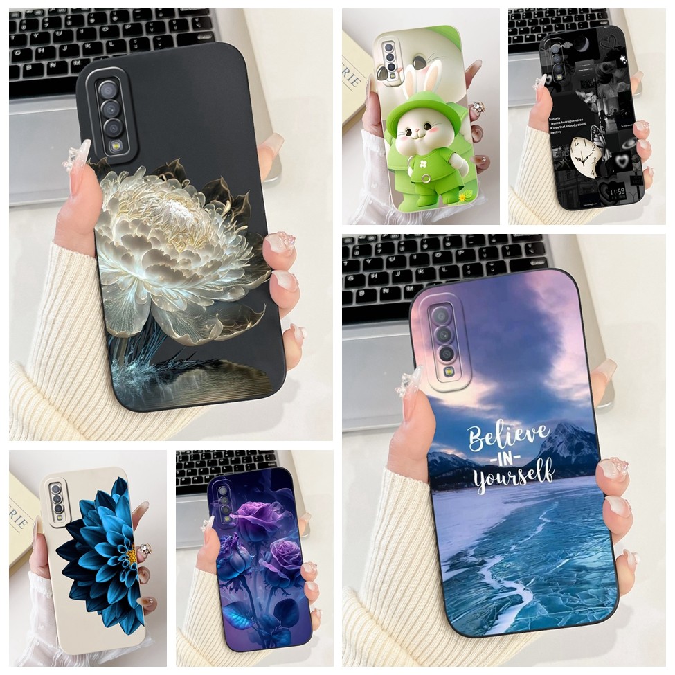 Dành Cho Samsung A7 2018 Ốp Lưng SM-A750F Silicon Mèo Dễ Thương Thời Trang Bướm Hoa Tình Yêu Sơn Dàn