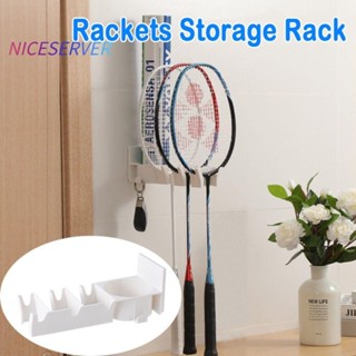Móc treo vợt Tennis NICESERVER, 3 khe có hộp đựng bóng Giá đỡ vợt cầu lông, Giá treo tường Giá để đồ cầu lông