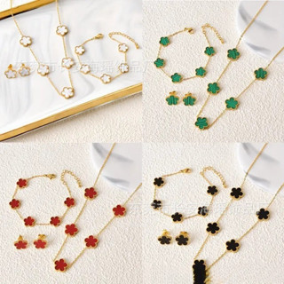 Bộ Vòng tay hoa mận cỏ ba lá tuyệt đẹp và tinh tế Bộ bông tai vòng cổ đơn giản dễ phối