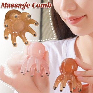 1 / 2 Chiếc Lược Trị Liệu Từ Tính Hình Bạch Tuộc, Máy Mát Xa Da Đầu Để Chăm Sóc Tóc & Cổ Gua Sha, Dụng Cụ Massage Đầu Di Động ABS Với 2 Màu