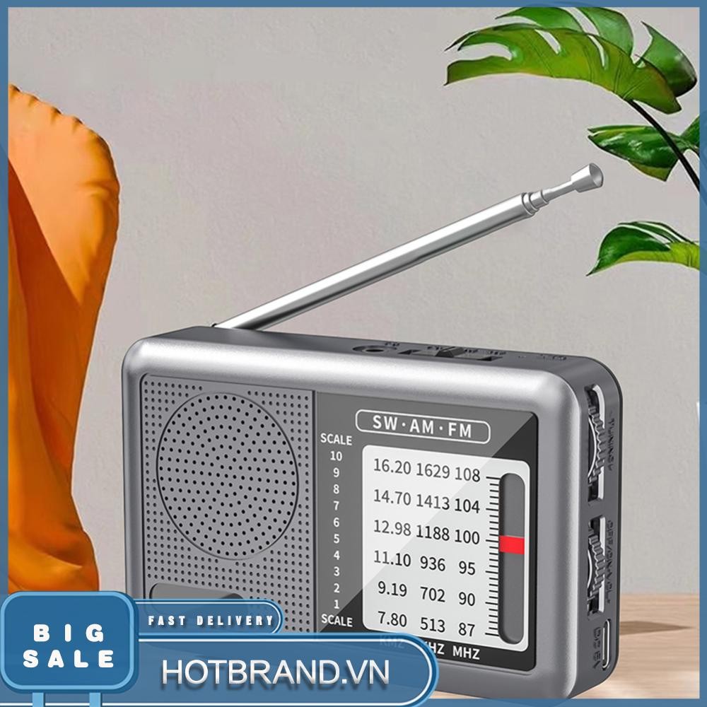 [Hotbrand.vn] Đài Phát Thanh Di Động Có Pin Sạc & Tai Nghe FM AM SW Radio Pocket Radio