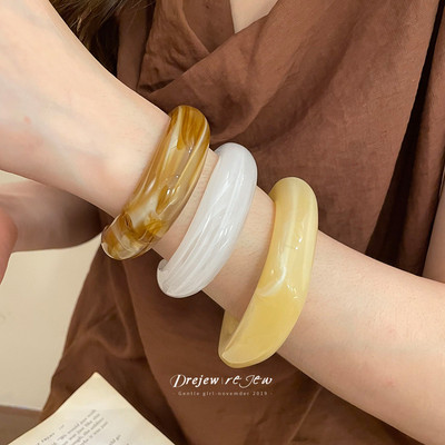 DREJEW Vòng tay mở hình học nhòe Acrylic nhẹ nhàng sang trọng và dễ kết hợp với vòng tay cổ điển phụ kiện cầm tay thời trang