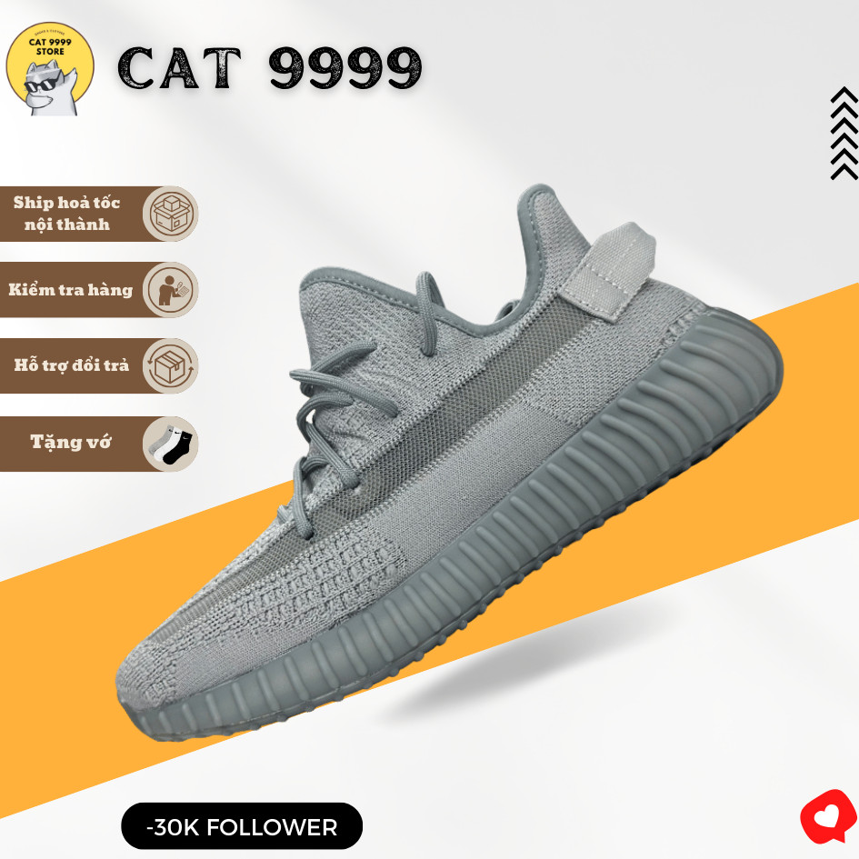 Giày Yz 350 V2 Steel Grey,Yz 350 Full Xám Bản Cao Cấp Boost Nén Hạt -  CAT 9999 STORE