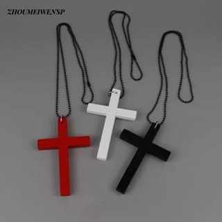 ZHOUMEIWENSP  Gỗ Chữ Thập Mặt Dây Chuyền Vòng Cổ, Punk Gothic Đen Hip Hop Vòng Cổ, Thời Trang Y2k Áo Len Dây Chuyền Trang Sức