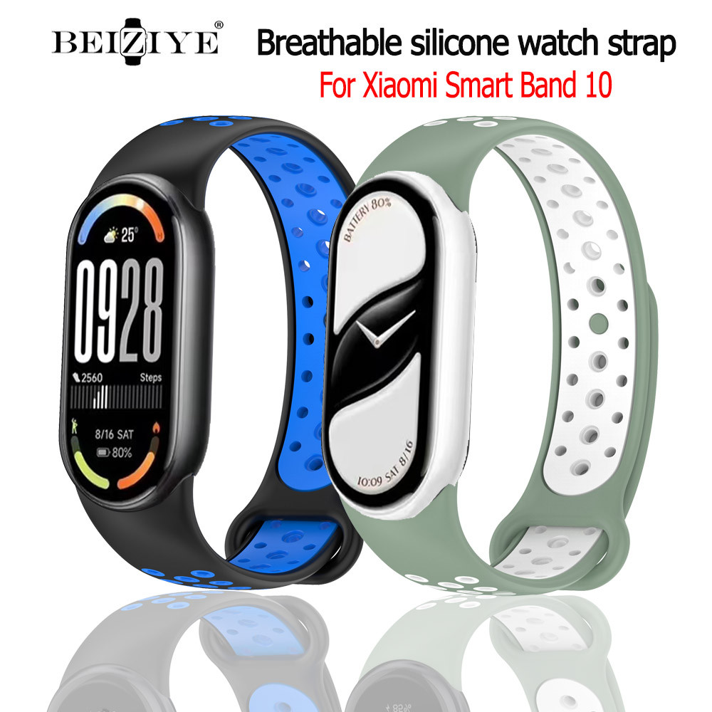 Beiziye Dây đeo đồng hồ silicon nhiều màu sắc thời trang cho Xiaomi Smart Band 10 Mi Band 10