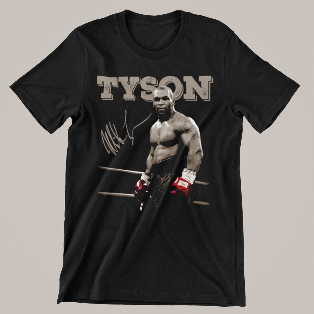 Áo thun pha trộn cao cấp Mike Tyson Signature Autograph hạng nặng Champ Punch Out