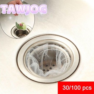TAWJOG 30 / 100 Chiếc Bồn Rửa Lọc Lọc Nylon Cách Ly Tóc Túi Rác Tắc Ngăn Ngừa