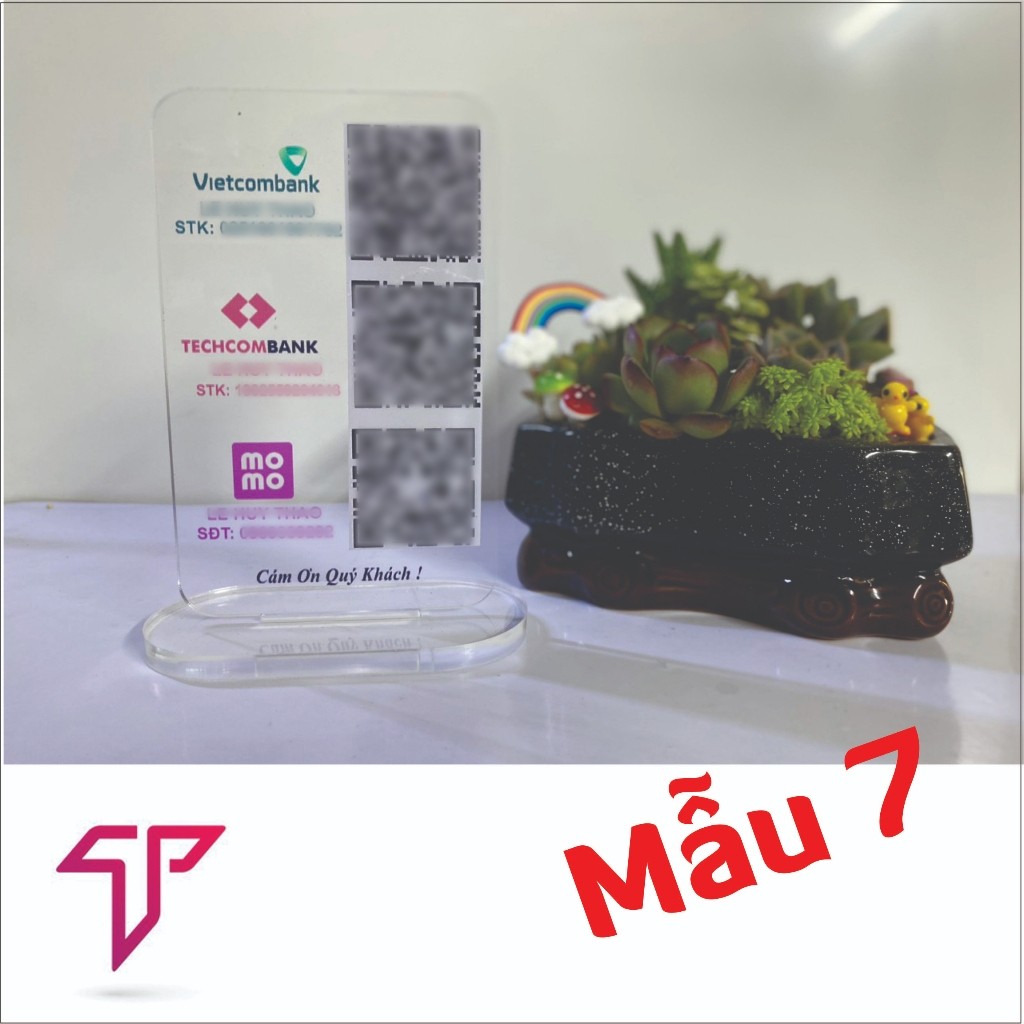 Bảng quét mã QR CODE để bàn, QR code , QR bằng mica bền đẹp, bảng quét mã QR bằng mica để bàn ( thời