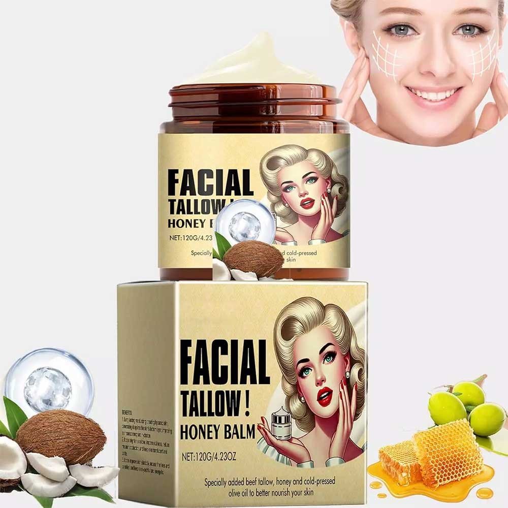 Beef Tallow Skin Care, Honey Beef Tallow Moisturizer Cream - Tallow Honey Balm