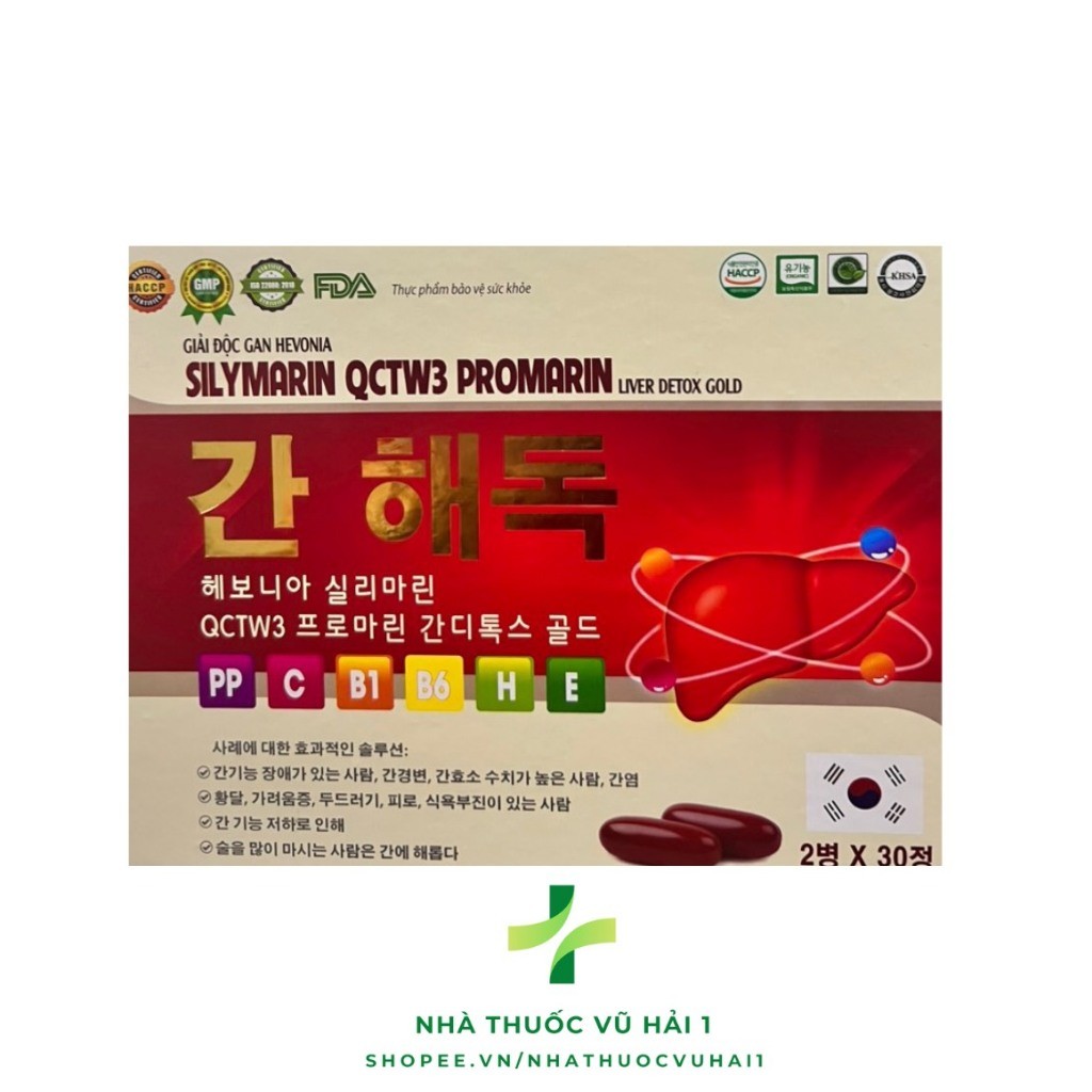 [Set 2 lọ ] Viên Uống Giải Độc Gan Hàn Quốc Hevonia Silymarin Giúp Hạ Men Gan, Thải Độc Gan