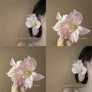 Mũ đội đầu hoa Lily màu hồng Cô dâu Hoa Lily Phụ kiện tóc Mỏ vịt Kẹp