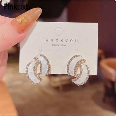 Pinkdudu Vintage Nhỏ Giọt Dầu Zircon Hợp Kim Kẽm Bông Tai Đơn Giản Hợp Thời Trang Bông Tai Nữ Trang Sức PD2721