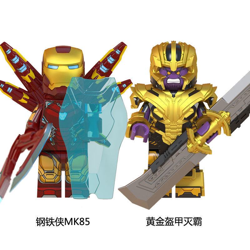 Tương thích Lego Iron Man War Robot Avengers Siêu anh hùng Thanos Minifigure Lắp ráp Khối xây dựng Đ