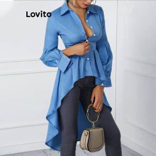 Bộ đồ thể thao Lovito màu trơn cắt xẻ thời trang dành cho nữ LNL63162
