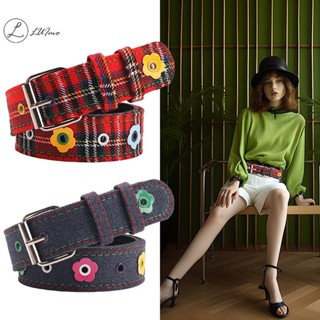  Quần jean nữ y2k thắt lưng kẻ sọc denim phụ kiện dây dopamine hot 