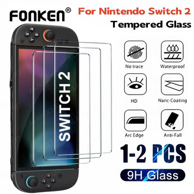Kính cường lực bảo vệ màn hình Fonken Trong suốt HD Chống trầy xước cho Nintendo Switch 2