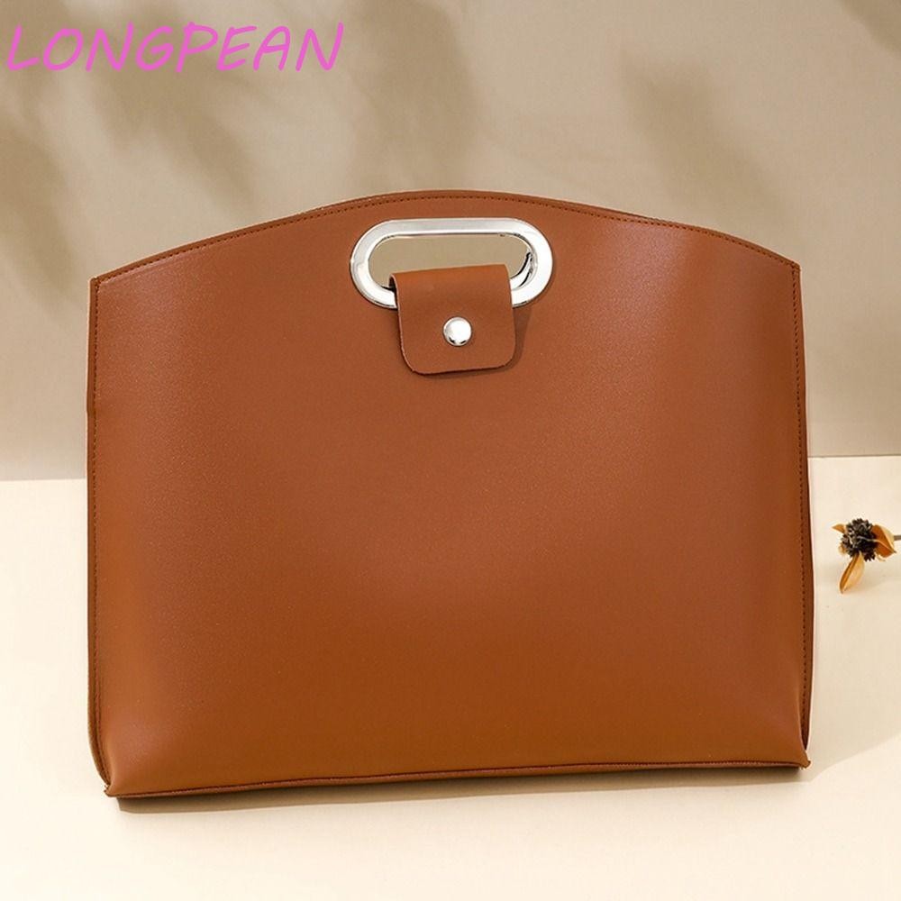Túi Tote tài liệu văn phòng LONGPEAN, Túi máy tính dung tích lớn PU, Túi đựng máy tính xách tay màu trơn đơn giản Túi xách Túi đựng hồ sơ nữ