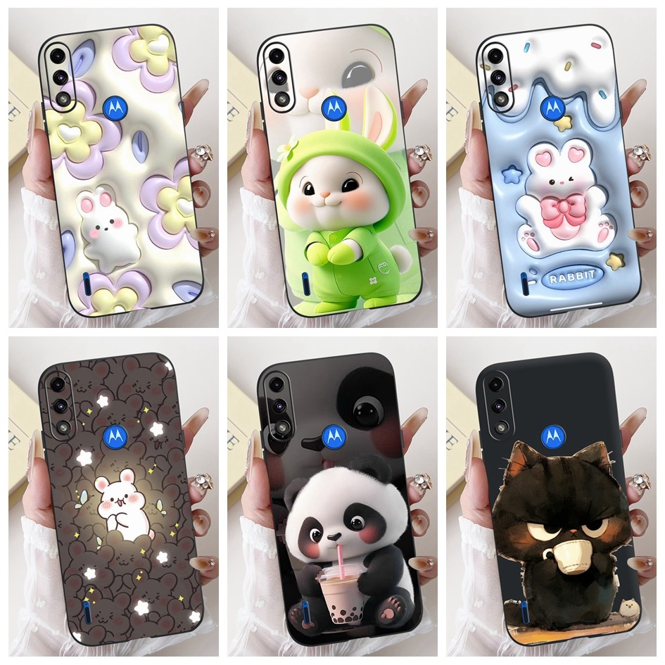 Vỏ Cho Motorola Moto E7i Power Case XT2097-13 Vỏ Chống Sốc Dễ Thương Gấu Trúc Thỏ Hoạt Hình Mềm Dành