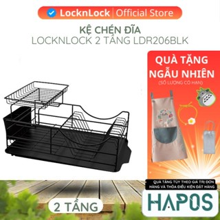 Kệ chén bát 2 tầng LocknLock Chính hãng để trên bồn rửa bát cao cấp, có khay hứng cho nhà bếp LDR206BLK - HAPOS OFFICIAL