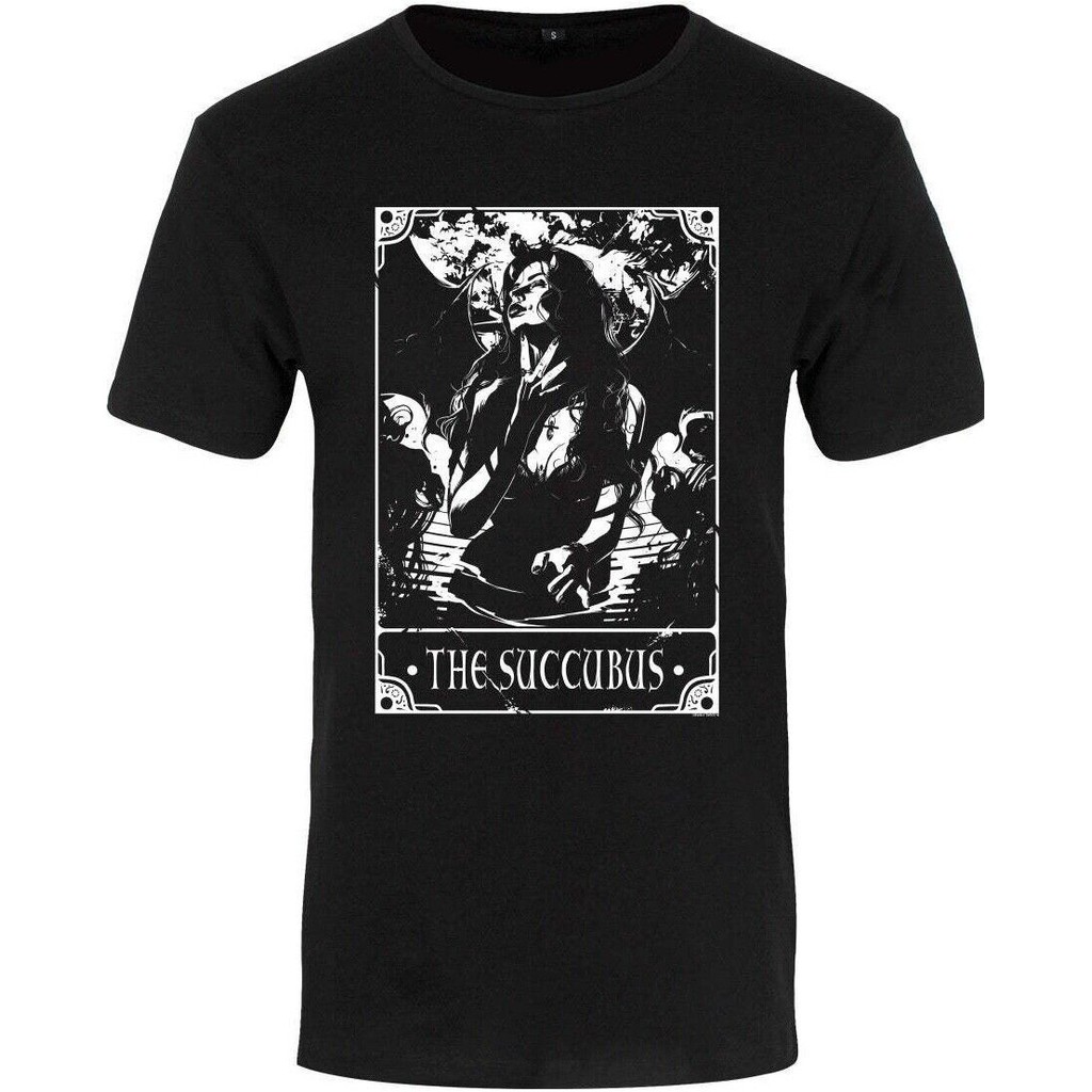The Succubus Tarot Card Áo thun đen, Gothic quyến rũ Demon Love, Deadly Tarot