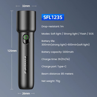 Đèn pin Mini Philips SFL1235 Sạc USB Type-C