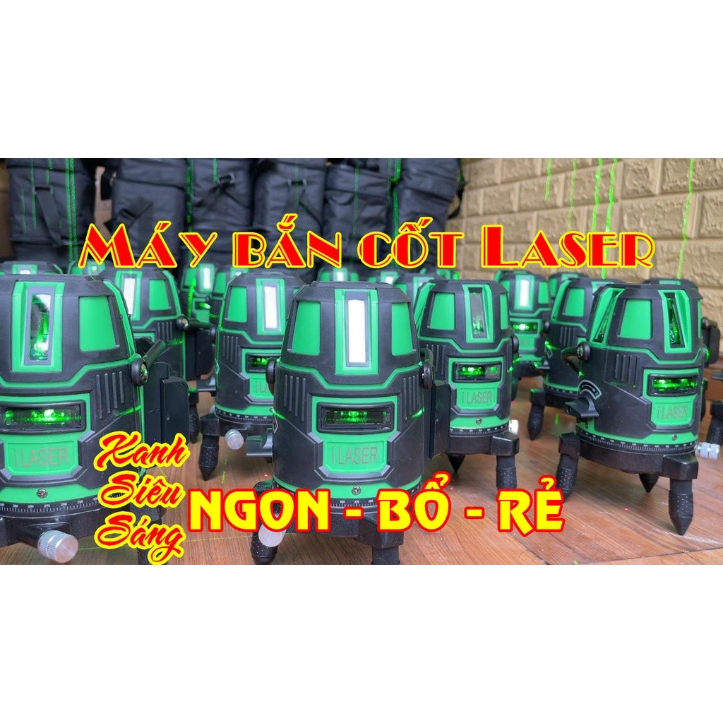 Máy Cân Bằng Laser Nhật 5 Tia Xanh, Máy Cân Mực Laser  hiệu iLaser, Máy Bắn Cốt 5 tia xanh
