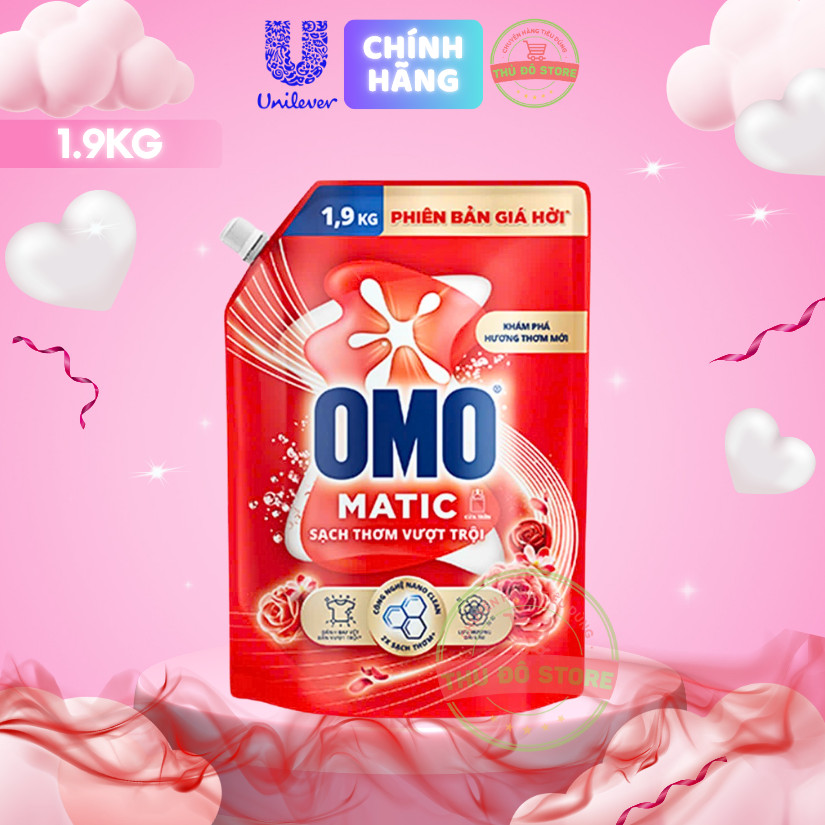 Nước Giặt OMO MATIC Cửa Trên Sạch Thơm Vượt Trội - Túi Nhỏ 1.9KG