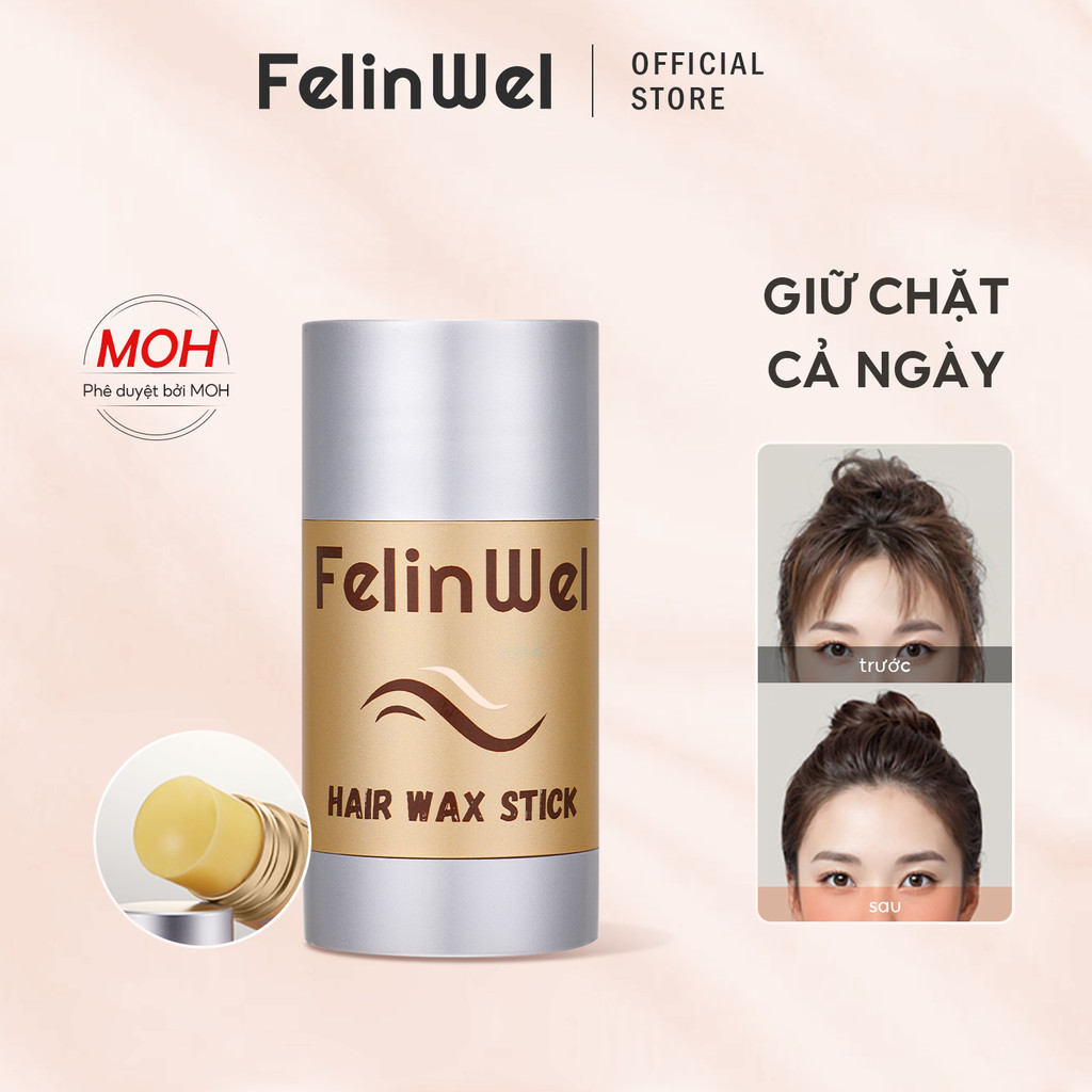 Sáp định hình & tạo kiểu tóc FelinWel , không gây nhờn rít dành cho tóc xoăn và tóc rối, 40g (Tùy chọn bộ 3 cọ)