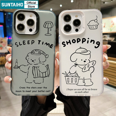 Ốp Điện Thoại Suntaiho Hoạt Hình Dễ Thương Chó Clear Matte Mềm Cao Cấp Chống Sốc Cho iPhone 11 12 13 14 15 16 Pro Max IP 7 8 Plus Iphon X XS XR Xs max