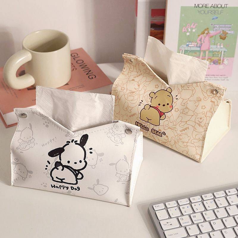 Cute Tissue Box Household Living Room Bedroom Leather Paper Box Multifunctional Storage Napkin Tissu