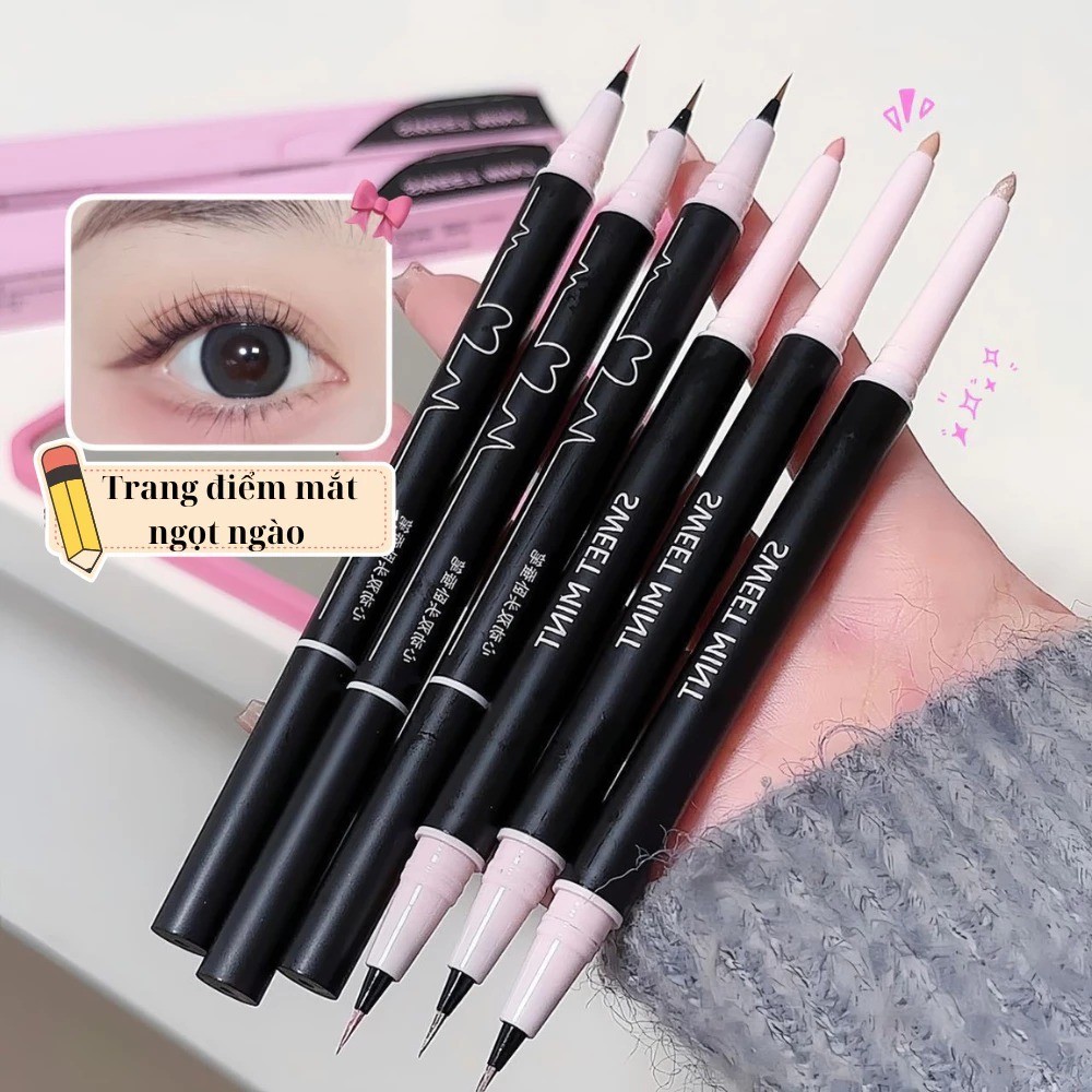 Bút kẻ bọng mắt 2 đầu SWEET MINT, Bút kẻ mắt vẽ bọng mắt bắt sáng hightlight siêu tự nhiên